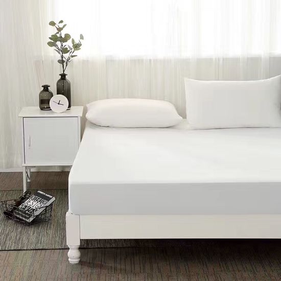 Protector de colchón de algodón impermeable blanco acogedor de 160 g/m²