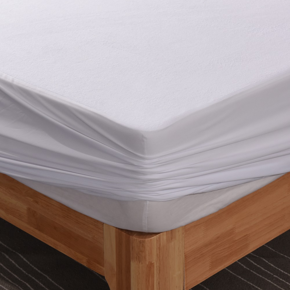 Protector de colchón impermeable de tamaño completo blanco para hospital
